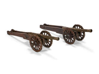 A PAIR OF GILT-BRONZE MODELS OF CANNONS