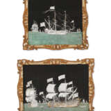 A SET OF TWO GEORGE II CUT-PAPER PICTURES OF SHIPS - photo 1