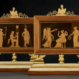 A PAIR OF ROYAL ITALIAN ORMOLU-MOUNTED AMARANTH, MARQUETRY AND WHITE MARBLE TABLE SCREENS - Foto 3