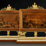 A PAIR OF ROYAL ITALIAN ORMOLU-MOUNTED AMARANTH, MARQUETRY AND WHITE MARBLE TABLE SCREENS - photo 4