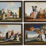 A SET OF FOUR REVERSE PAINTED PANELS - фото 1