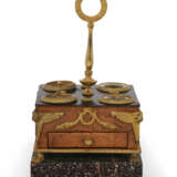 A RESTAURATION ORMOLU-MOUNTED, BURR-ELM AND EBONY INKSTAND - photo 2