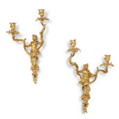 A PAIR OF REGENCE ORMOLU TWO-BRANCH WALL LIGHTS
