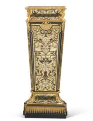 A REGENCE ORMOLU-MOUNTED TORTOISESHELL, BRASS AND STAINED HORN BOULLE MARQUETRY PEDESTAL