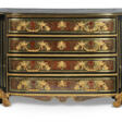 A REGENCE ORMOLU-MOUNTED BRASS, MOTHER-OF-PEARL AND PEWTER-INLAID RED TORTOISESHELL AND EBONY BOULLE MARQUETRY COMMODE - Prix ​​des enchères