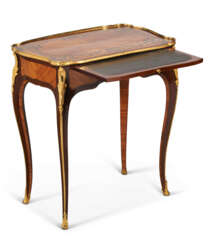 A LOUIS XV ORMOLU-MOUNTED AMARANTH, BOIS SATINE, TULIPWOOD AND MARQUETRY TABLE A ECRIRE