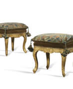 Стулья. A PAIR OF LOUIS XV GILTWOOD TABOURETS