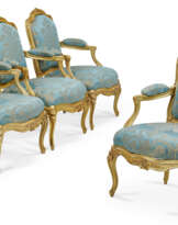 A SET OF FOUR LOUIS XV GILTWOOD FAUTEUILS