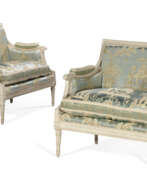 Meubles d'assise. A PAIR OF LOUIS XVI WHITE-PAINTED MARQUISES
