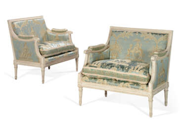 A PAIR OF LOUIS XVI WHITE-PAINTED MARQUISES