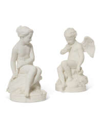 A PAIR OF SEVRES BISCUIT PORCELAIN FIGURES OF CUPID AND PSYCHE