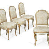 A NEAR PAIR OF LOUIS XVI WHITE-PAINTED AND PARCEL-GILT CHAISES - photo 1