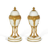 A PAIR OF LOUIS XVI ORMOLU AND WHITE MARBLE CASSOLETTES - photo 1