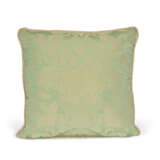 A GROUP OF SEVEN EMBROIDERED GREEN SILK DAMASK CUSHIONS - photo 3