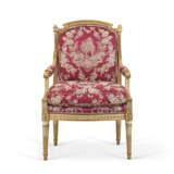 A PAIR OF LOUIS XVI WHITE-PAINTED AND PARCEL-GILT WALNUT FAUTEUILS - фото 2
