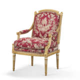 A PAIR OF LOUIS XVI WHITE-PAINTED AND PARCEL-GILT WALNUT FAUTEUILS - фото 3