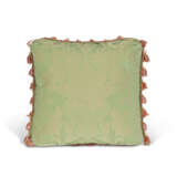 A GROUP OF SEVEN EMBROIDERED GREEN SILK DAMASK CUSHIONS - фото 5