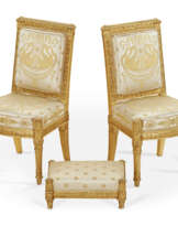A PAIR OF EMPIRE GILTWOOD CHAISES