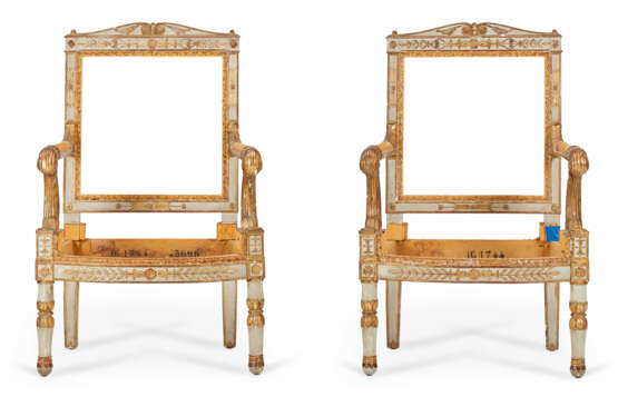 A PAIR OF EMPIRE WHITE-PAINTED AND PARCEL-GILT FAUTEUILS - photo 2