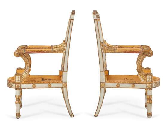 A PAIR OF EMPIRE WHITE-PAINTED AND PARCEL-GILT FAUTEUILS - photo 4