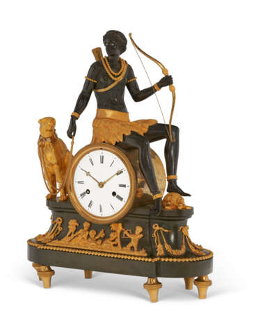 A DIRECTOIRE ORMOLU AND PATINATED BRONZE CLOCK ‘L’AFRIQUE’ - фото 3