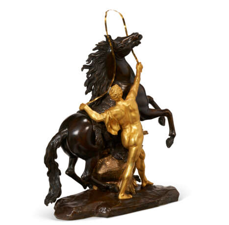 A PAIR OF FRENCH GILT AND PATINATED BRONZE 'MARLY' HORSE GROUPS - photo 11