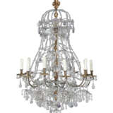 A LOUIS XIV STYLE GILTWOOD, ORMOLU, CUT AND MOLDED GLASS AND ROCK CRYSTAL TEN-LIGHT ‘EN LACÉ’ CHANDELIER - photo 2