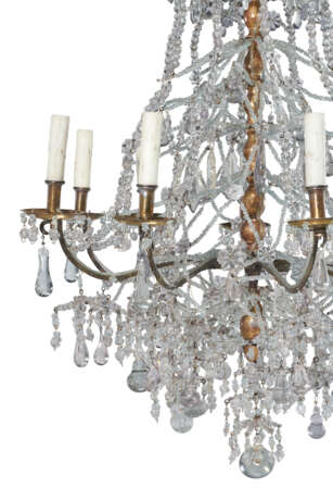 A LOUIS XIV STYLE GILTWOOD, ORMOLU, CUT AND MOLDED GLASS AND ROCK CRYSTAL TEN-LIGHT ‘EN LACÉ’ CHANDELIER - photo 4