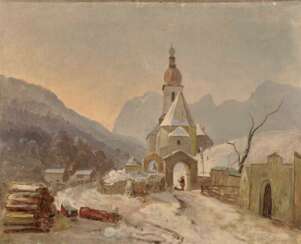 Winter landscape with St. Sebastian in Ramsau