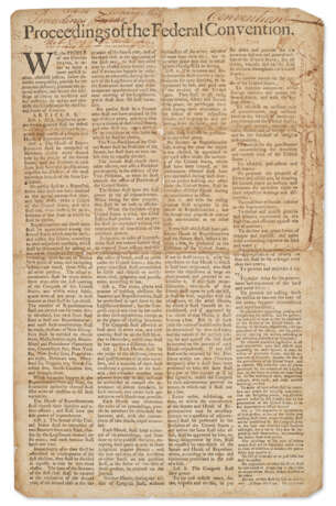 An extremely rare broadsheet printing of the Constitution - фото 2