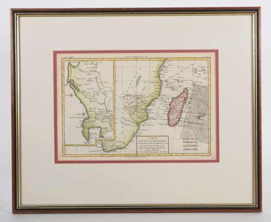 Karte des Mosambikkanals mit Madagaskar und Afrikas Küsten, Kupferstich um 1870 von Rigobert Bonne - Foto 1