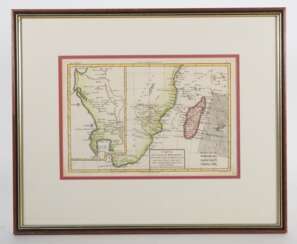 Karte des Mosambikkanals mit Madagaskar und Afrikas Küsten, Kupferstich um 1870 von Rigobert Bonne