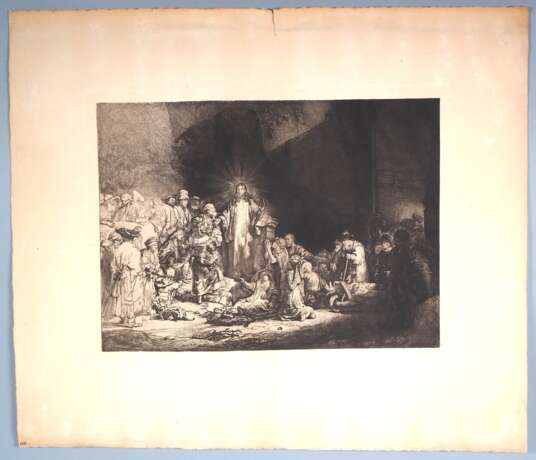 Radierung nach Rembrandt: "Christus heilt die Kranken", um 1900 - Foto 1