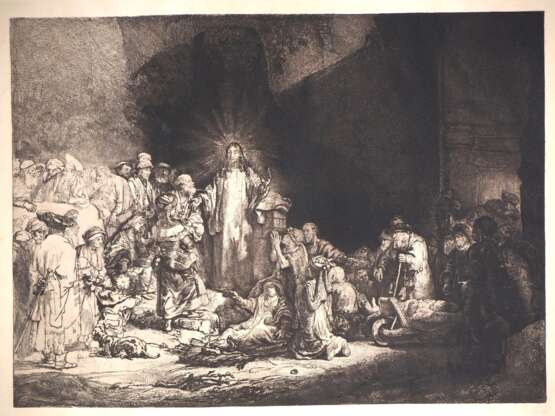 Radierung nach Rembrandt: "Christus heilt die Kranken", um 1900 - Foto 2