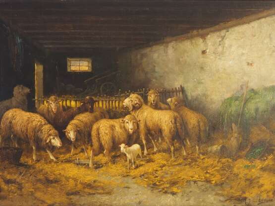 Gérard Jozef Adrian van Luppen (1834-1891), Schafe im Stall, 1883 - Foto 2