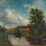 M. Höher-Walchstadt, Großes Gemälde mit Flusslandschaft, um 1900 - Foto 2