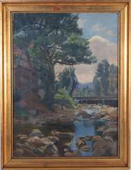 Landschaftsgemälde - F. Lang 1907