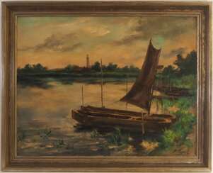 Paul Kapell (1876-1946), Boote am Ufer um 1920