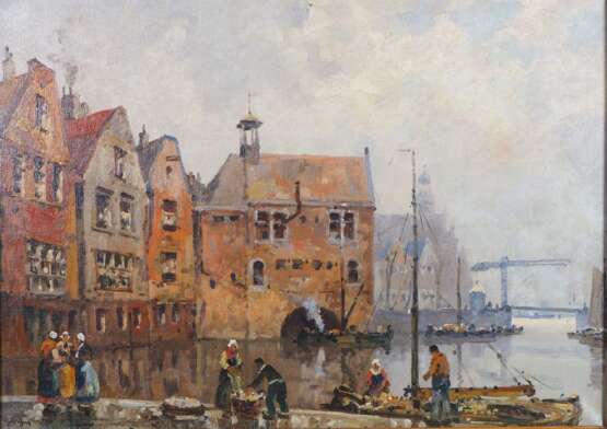 Niederländischer Meister, Im Hafen von Rotterdam, 20. Jh. - фото 2