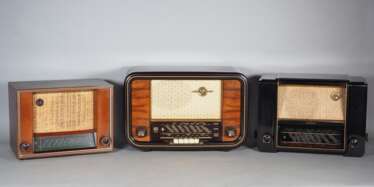3 Süddeutsche Röhrenradios um 1950, LTP, Schaub , Wega