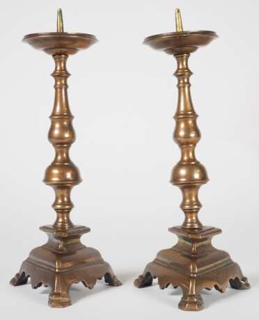 Paar Bronze Leuchter, 19. Jh. - Foto 1