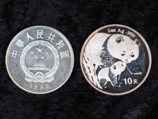 Zwei Chinesische Silbermünzen, China Panda 2004 &amp; Olympia 1994