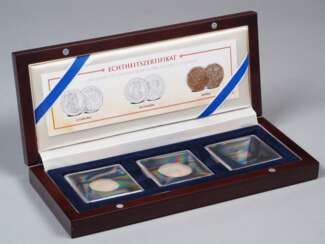 Preußen: 3 antike Silber Münzen 17. Jh. im Etui mit Zertifikat