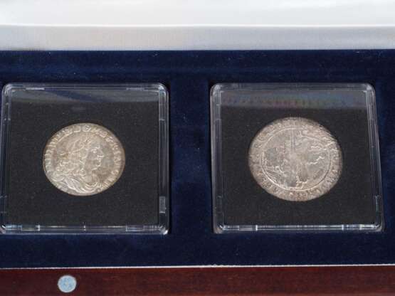 Preußen: 3 antike Silber Münzen 17. Jh. im Etui mit Zertifikat - photo 2