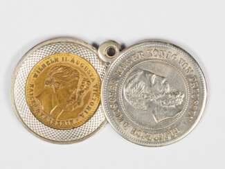 Deutsches Kaiserreich: Schiebe-Medaillon um 1900 mit gefasster Münze / Medaille