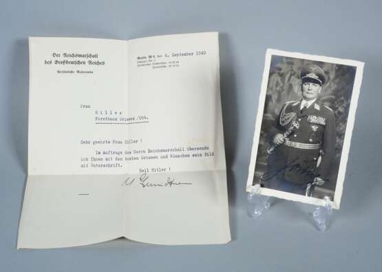 Reichsmarschall Hermann Göring handsigniertes Autogrammfoto mit Anschreiben - Foto 1