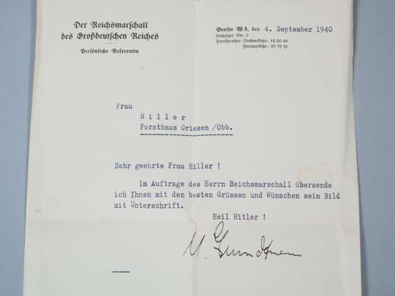 Reichsmarschall Hermann Göring handsigniertes Autogrammfoto mit Anschreiben - Foto 3