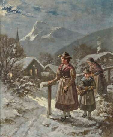 Bäuerinnen im winterlichen Gebirgsdorf - Foto 1