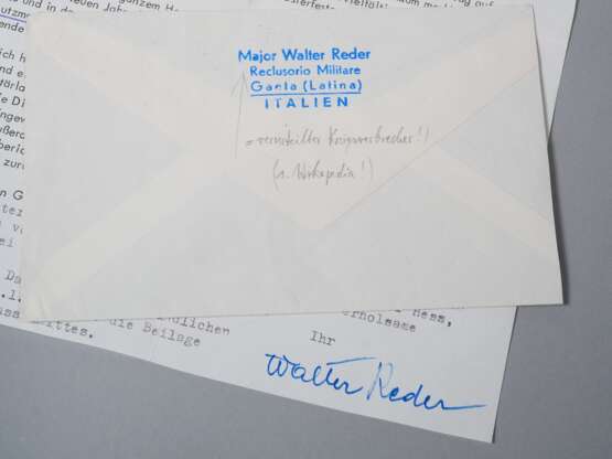 Schreiben Ritterkreuzträger SS-Sturmbannführer Walter Reder von Gaeta 1965 nach Salzburg - photo 2