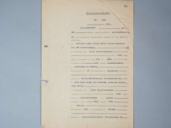SS-Obergruppenführer Erich von dem Bach-Zelewski - Heiratsurkunde - Foto 1